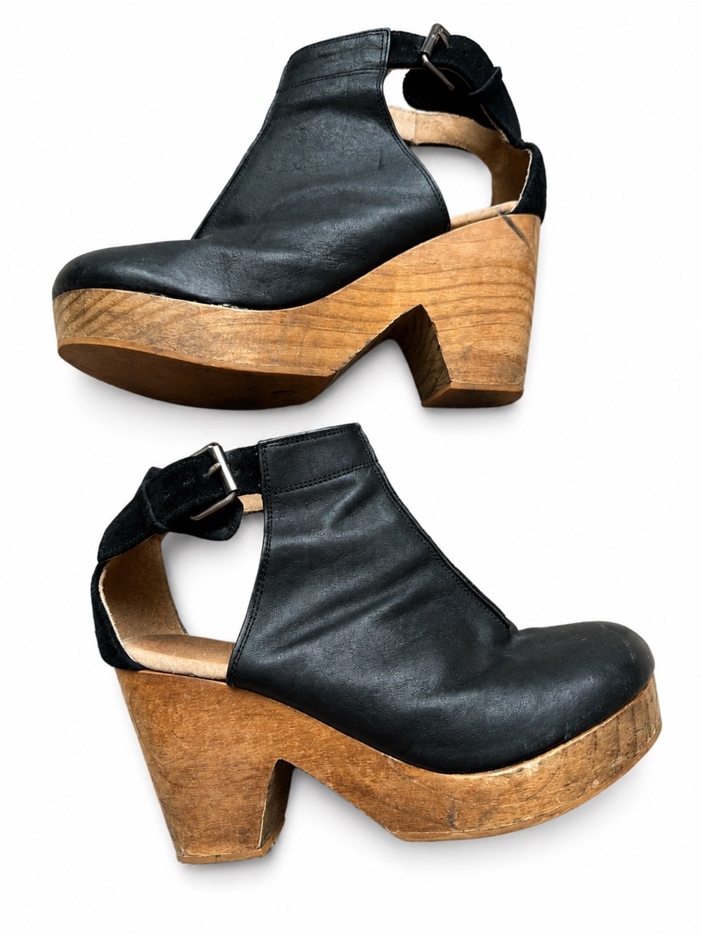 Free People Amber Orchard Clog Boots Black Leather EU 38 US 8 Made in Spain - Picture 8 of 16